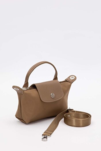 Levidor Khaki Mini Size Leather Cover Detailed Handbag