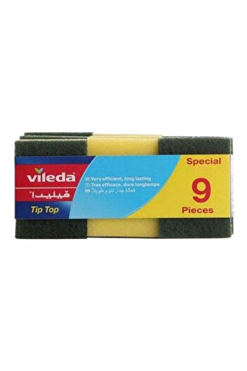 Vileda 9-Piece Tip Top Sponger Scourer Set Yellow/Green
