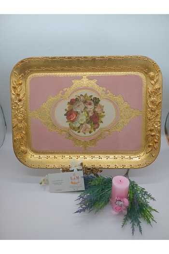 L&M FLORENCE ART L&M Italian Panash Pink Wooden Tray