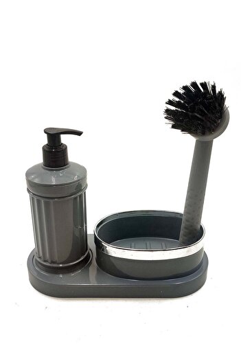 Arma Soap dispenser with stand and brush, grey