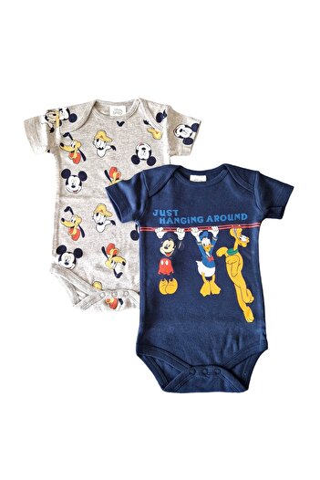 Mickey Mouse Set of two short-sleeved bodysuits, multicolor, Mickey Mouse