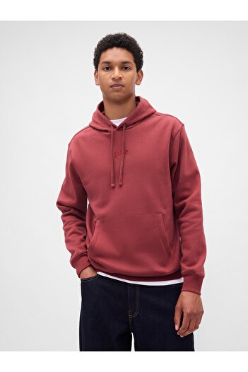 GAP Erkek Kırmızı Relaxed Mini-Logo Sweatshirt