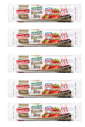 Koroplast Extra Strong Odor Locking Strawberry Scented, Drawstring Large Size Garbage Bag 10 Pcs X5