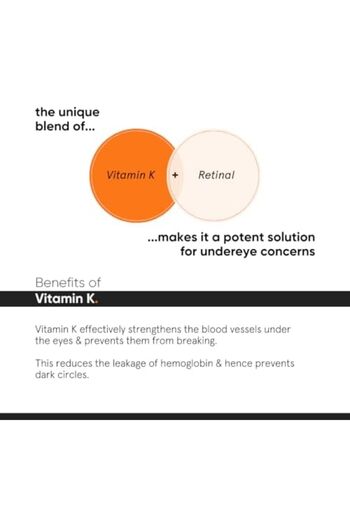 Minimalist Vitamin K + Retinal 01% Under Eye Cream | Reduces Dark Circles, Fine Lines | With Caffein
