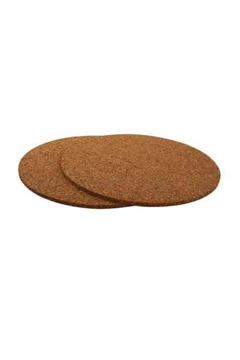 Home Box 2-Piece Round Cork Coaster Set Brown 19centimeter