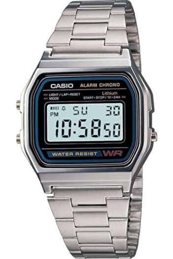 Casio Unisex Watch - A159W-N1DF Grey Dial, Silver Band