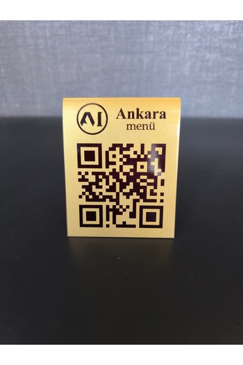 ankara menü 3 Pieces Metal Desktop Qr Code Stand Double-Sided (10X8 cm) – Cafe & Restaurant Digital Menu Device
