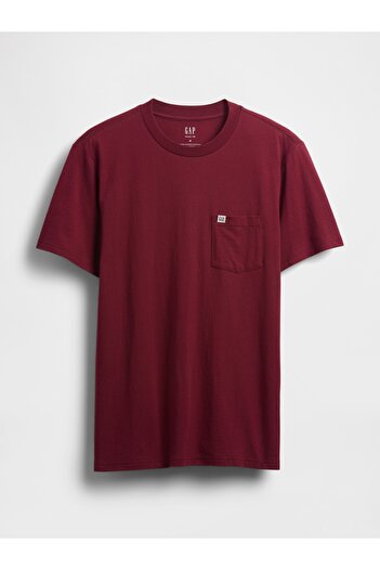 GAP Erkek Kırmızı Organik Pamuk Cepli T-Shirt