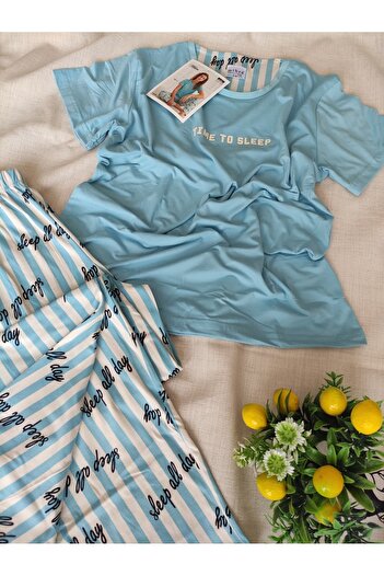 Mihra Milan Kumaş Kısa Kollu Kadın Pijama Takımı S/M-L-XL-XXL