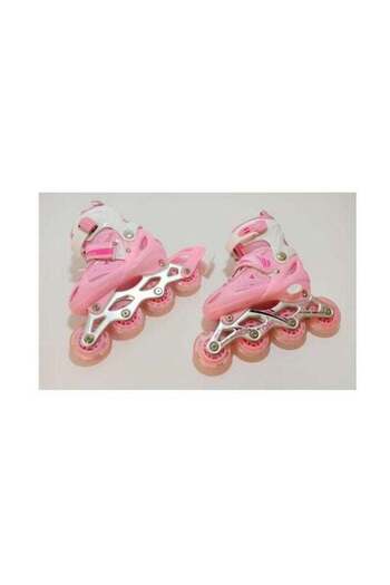 Generic Adjustable Inline Roller Skate Shoes S Pink White