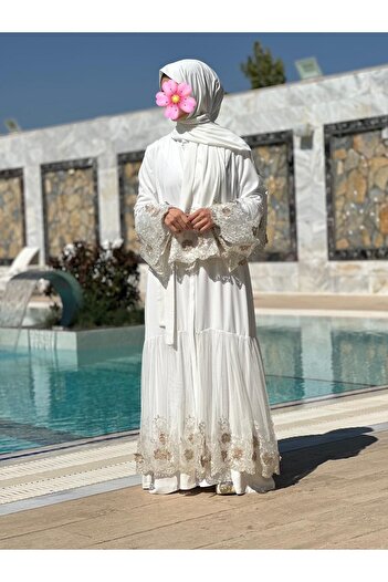 NAKŞİDİL Elegant Ferace with Lace