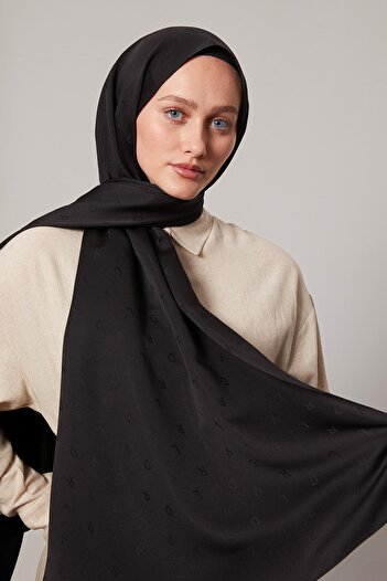 Levidor Black Mini Lvd Printed Jacquard Shawl