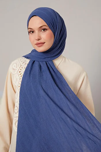 Levidor Şal cu linie naturală cu textura înaltă albastru denim