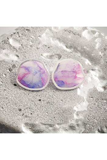 NARRU Handmade earrings, pink, blue, silver, Arya 27