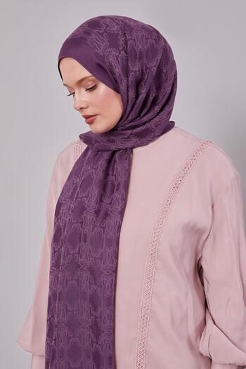 Levidor Purple Tuğra Pattern Grazia Shawl