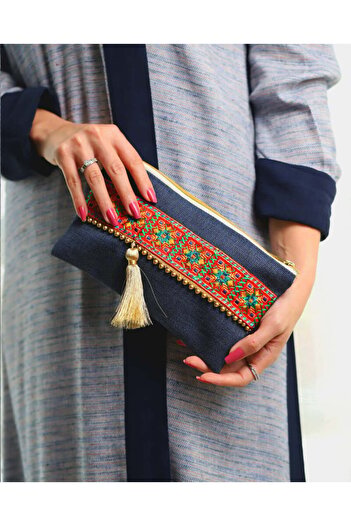 Arkaan Luxury embroidered handbag in blue