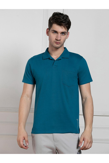 Dennis Lingo By Styli Solid Green Pure Cotton Polo T-Shirt