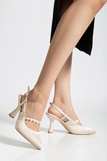 Genetti Elegant Women's Evening Dress & Casual Stiletto Heels with Pearl and Bow Detail