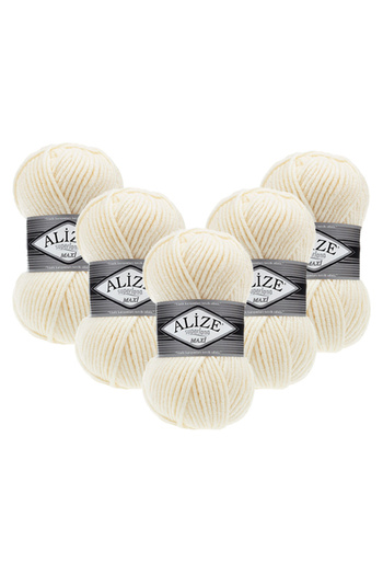 Alize Superlana Maxi 5-Pack – 01 -Thick Knitting Yarn for Winter Sweater Cardigan and Scarf