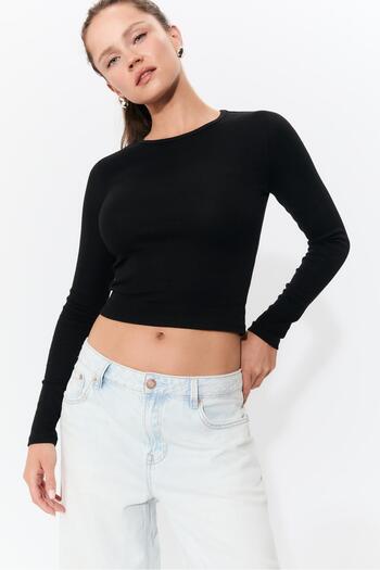 Stradivarius Basic long sleeve cotton T-shirt