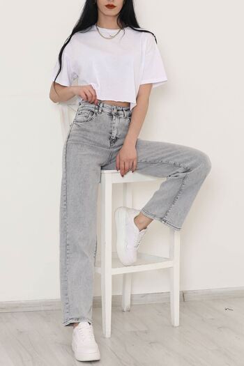 beeke High Waist Wide Leg Jean Palazzo Trousers Jeans Women Gray - 10827.1431.