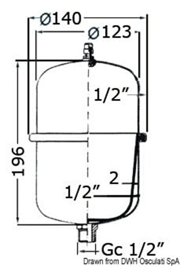 OSCULATI Universal Accumulation Tank for Fresh Water Pumps and Heaters