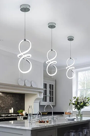 Elektroyou Bohem Gri Beyaz Işık Ledli Modern Sarkıt Led Avize