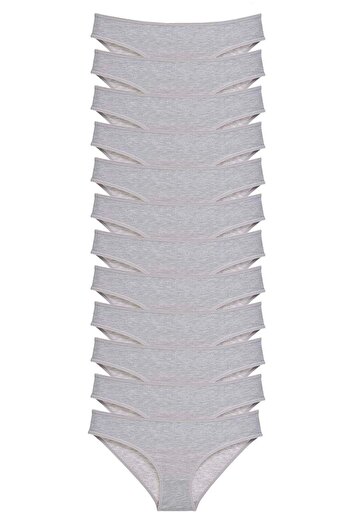 No8 Home 12 Pieces Super Eco Set Lycra Women's Slip Panties Gray