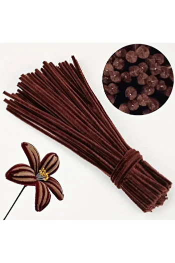 iğne izi 100S Chenille, Educational Chenille, Fuzzy Wire, Plush Wire, Velvet Chenille, Craft Material 30cm Red Coffee