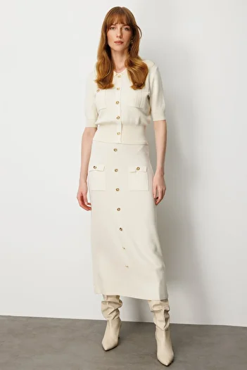 ON Midi Knitwear Skirt with Ornamental Buttons