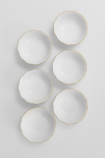 RUBİ PORSELEN Gold Gold Gilded 6-Person 16 cm Porcelain Soup Bowl Set - Set