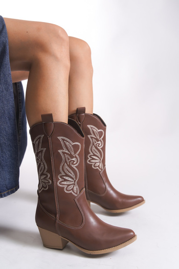 Riccon Qiraveth Γυναικείες κοντές μπότες Western 001250061 Tan Skin