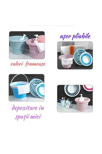 A.S.I.N.C. Set doua galeti pliabile 3L + 5L, alb/albastru, silicon si plastic