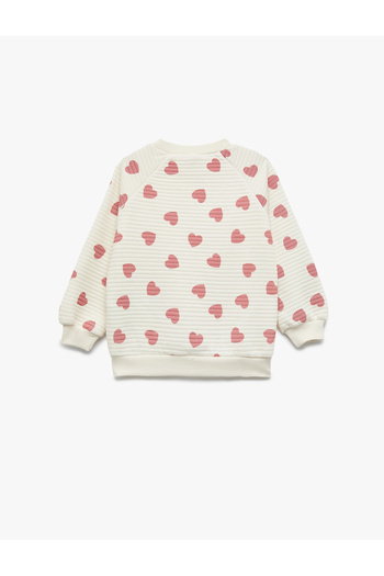 Koton Kalp Desenli Bej Kız Bebek Sweatshirt 6Wmg10001Ak