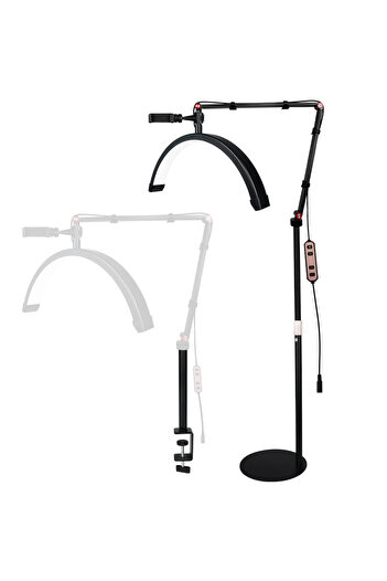 OEM Lampa Semiluna LED 70 cm Profesionala, cu Lumina Calda, Rece, Rotatie 360 grade, Inaltime reglabila