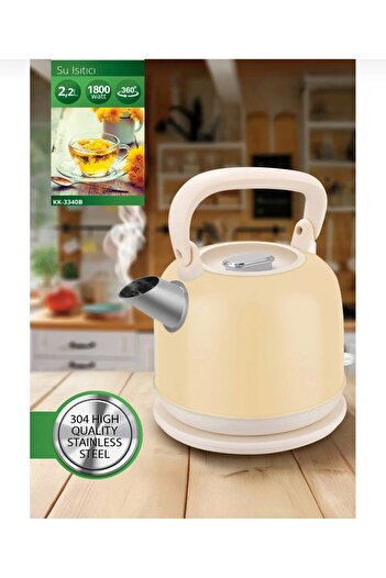 Home Kk-3340 Paslanmaz Çelik Retro Su Isitici Kettle 2,2 Litre