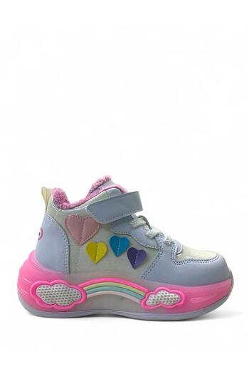 pepino 2050 Orthopedic Girl's Preschool White Lighted Furry Sports Boots