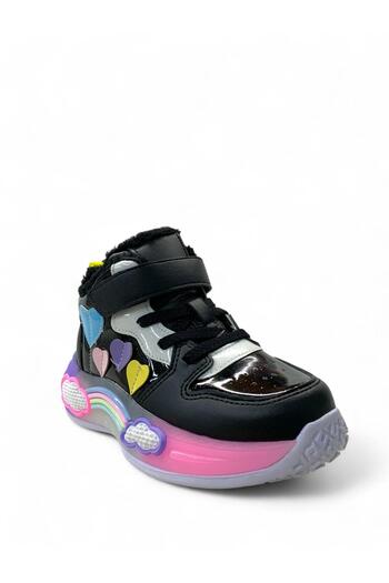 pepino 2050 Orthopedic Girl's Preschool Black Lighted Furry Sports Boots