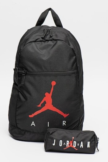 Nike Rucsac cu imprimeu al logo-ului Jordan Air School, Negru