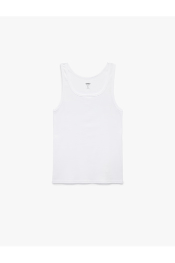 Koton Crew Neck Sleeveless Slim Fit Ribbed Cotton Tank Top
