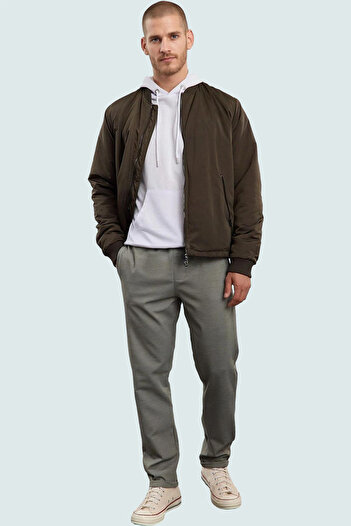 PayBuy Men's Fashion Regular Fit Casual Elastic Waist Double Leg Trousers Woven Fabric Daily Use
