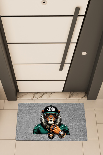 Dormot High Quality Digital Printing Gray, Standard King Themed Door Mat