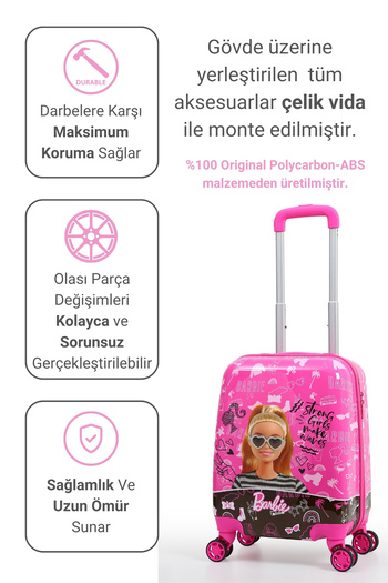 KızılkayaStore Barbie Lisanslı Pembe Kız Çocuk Valizi – Şık ve Eğlenceli Tasarım – Hafif ve Dayanıklı