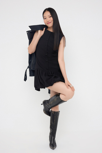Trendyol Collection Teen Black Button Balloon Skirt Short / Mini Woven Dress Twoaw26El00115