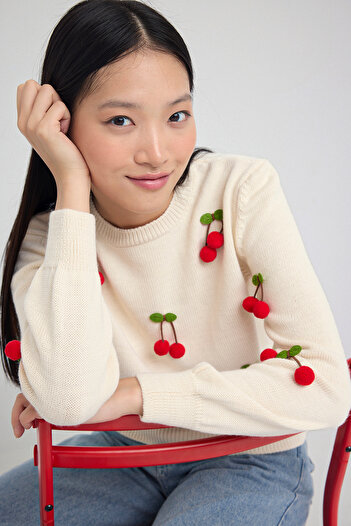 Trendyol Collection Teen Stone Fruit Embroidery Embroidered Knitwear Sweater Twoaw26Kz00096