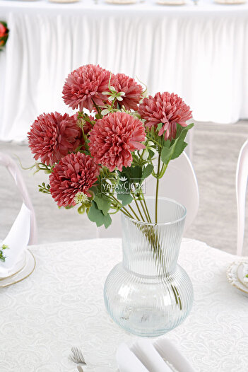 Yapay Çiçek Deposu Artificial Flower 7-Branch Garnished Chicory Bunch 35 cm Pomegranate Flower