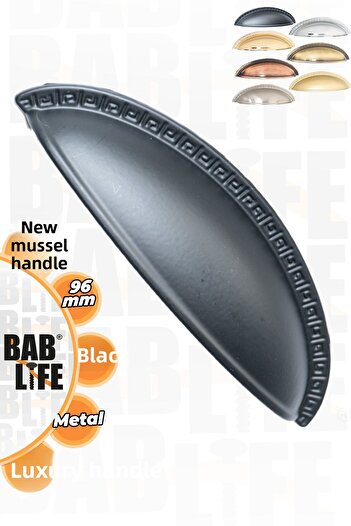 bablife New Mussel 96mm Black Stone Sandal Dish Luxury Modern Drawer Cabinet Cloakroom Furniture Handles