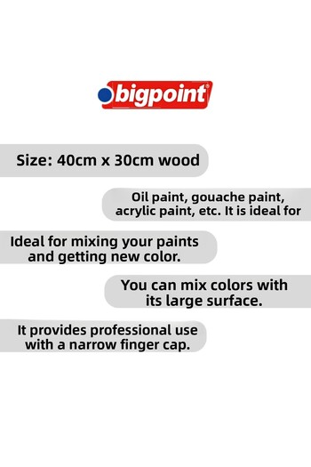 Bigpoint 40 cm Durable Wooden Oval Palette - Oil Paint and Acrylic Paint Detailed