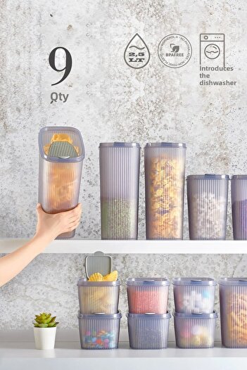 Trouvaille Food Container Practical Lid 2.5 Lt Pulses Storage Container X 9 Pieces