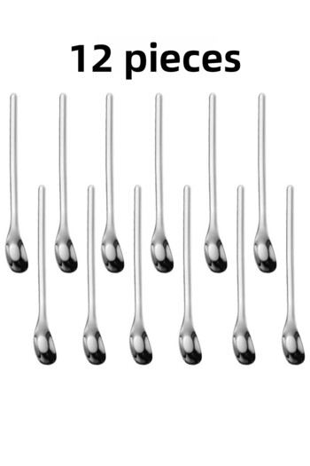 Chavin 304 Steel 12Pcs 15.5cm Silver Coffee Latte Cocktail Bartender Spoon Cin942By-12